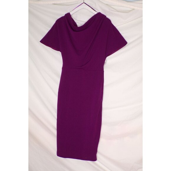 🆕ALEXIA ADMOR Olivia Off-Shoulder Drape Sheath Dress Plum X-Small - Picture 3 of 7